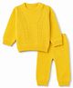 Babyhug Knit Full Sleeves Solid Sweater Set - Light Yellow