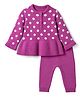 Babyhug Knit Full Sleeves Sweater Set with Polka Dots - Pink