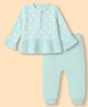 Babyhug Knit Full Sleeves Sweater Set with Polka Dots Design - Sea Green