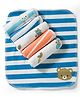 Babyhug Cotton Knit Striped Hand & Face Towels With Animal Print Pack of 6 - Peach, Blue & White