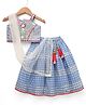 Blabber Sleeveless Gota Lace Embellished Ethnic Motif Embroidered Mirror & Thread Work Detailed Lehenga Choli Set With Dupatta - Blue