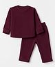 Kanvin Knit Full Sleeves Solid Winter Wear Suit with Embroidery - Maroon