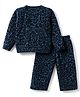 Kanvin Knit Full Sleeves Winter Wear Suit With Leopard Print - Teal Blue