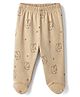 Doodle Poodle 100% Cotton Interlock Knit Footed Leggings with Squirrel Print - Beige