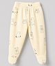 Doodle Poodle Cotton Knit Full Length Bootie Leggings With Bear Print - Cream