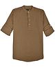 CAVIO Cotton Woven Full Sleeves Solid Shirt Style Kurta - Brown
