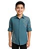 CAVIO Cotton Woven Full Sleeves Abstract Embroidered Shirt - Blue
