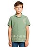 CAVIO Cotton Woven Half Sleeves Abstract Embroidered Shirt - Green