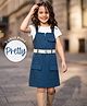 OLLINGTON ST. Cotton Knit Pinafore Dress and Inner T-Shirt and Belt with Short Sleeves and Pretty Print in White for 2-3 Years