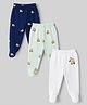 Doodle Poodle Interlock 100% Cotton Knit Printed Bootie Leggings Pack of 3 - White, Navy Blue & White
