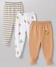 Doodle Poodle Interlock 100% Cotton Knit Full Length Striped Bootie Leggings With Fruit Print Pack of 3 - Beige, Cream & Bright White