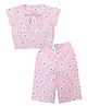 Clothe Funn Cotton Knit Half Sleeves Floral Printed Coordinating Top & Pants Set - Pink