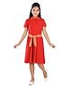 Clothe Funn Cotton Knit Half Sleeves Solid Tee Style Dress - Red