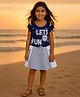 Clothe Funn Cotton Knit Half  Sleeves Lets Have Fun Text  Printed Dress - Navy Blue