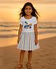 Clothe Funn Cotton Knit Half Sleeves Bus Printed Dress - Off White