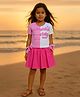 Clothe Funn Cotton Knit Half Sleeves Typography Printed Dress - White & Pink