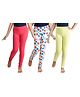 Clothe Funn Cotton Knit Pack Of 3 Heart Printed Leggings - Lime Green Coral & Off-White