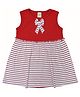 Clothe Funn Cotton Knit Sleeveless Striped & Bow Applique Detailed Dress - Red