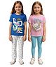 Clothe Funn Cotton Knit Pack Of 2 Half Sleeves Love Text & Unicorn Printed Tees & Pants Night Suits - Pink Royal Blue & White
