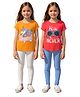 Clothe Funn Cotton Knit Pack Of 2 Half Sleeves Sunlgass & Unicorn Printed Tees & Pants Night Suits - Orange & White