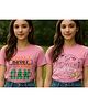 Clothe Funn Cotton Knit Pack of 2 Half Sleeves Never Give Up & Girl Power Text Printed Tees - Pink