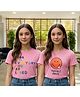 Clothe Funn Cotton Knit Pack of 2 Half Sleeves Typography & Smiley Printed Tees - Pink