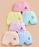 Unfab Cotton Knit Pack Of 6 Animals & Vehicle Printed Panties - Light Pink Peach Sky Blue Pink Yellow & Green