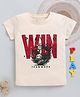 Unfab Cotton Knit Half Sleeves Play To Win Text Printed Tee - Beige