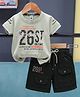 Unfab Cotton Knit Half Sleeves Typography Printed Tee & Shorts Set - Pista Green