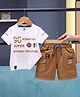 Unfab Cotton Knit Half Sleeves Abstract Printed Tee & Shorts Set  - White