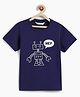 Campana 100% Cotton Knit Half Sleeves Robot & Hey Text Printed Tee - Navy Blue