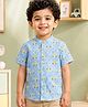 Campana 100% Cotton Woven Half Sleeves Vehicles Printed Shirt - Light Blue