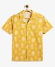Campana 100% Cotton Woven Half Sleeves Pineapples Printed Shirt - Yellow