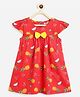 Campana 100% Cotton Woven Half Sleeves Fruits Printed Dress - Red