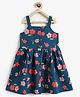 Campana 100% Cotton Woven Sleeveless Floral Printed Dress - Navy Blue