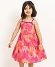 Campana Rayon Woven Sleeveless Abstract Printed Dress - Orange & Purple