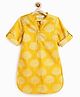 Campana 100% Cotton Woven Three Fourth Sleeves Floral Printed Kurti - Mustard & Off White