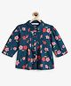 Campana 100% Cotton Woven Three Fourth Sleeves Floral Printed Top - Navy Blue
