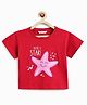 Campana 100% Cotton Knit Half Sleeves Starfish & You Re A Star Text Printed Tee - Red