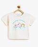 Campana 100% Cotton Knit Half Sleeves Unicorn Printed Tee - White