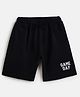 Campana 100% Cotton Knit Game Day Text Printed Shorts - Black