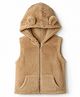 Kanvin Knitted Jackets with Sleeveless, Hooded Neck and Front Zipper in Dark Brown for 2-3 Years