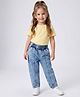 Bonfino 100% Cotton Woven Cut N Sew Washed Pull on Barrel Fit Jeans - Light Blue