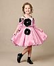 smile baby NX Satin Woven Cold Shoulder Sleeves Stones Embellished Floral Applique Detailed Dress - Light Pink