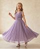 smile baby NX Viscose Lycra Knit Sleeveless Floral Designed Stones Embellished Gown - Lavender