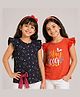 Nino Togs Cotton Lycra Knit Pack Of 2 Sleeveless Bunny & Stay Cool Text Printed Tops - Multi Colour