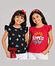 Nino Togs Cotton Lycra Knit Pack Of 2 Sleeveless Alphabets & Summer Time Text Printed Tops - Multi Colour