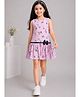 Nino Togs Cotton Tencel Blend Woven Sleeveless Floral Printed & Bow Applique Detailed Dress - Pink
