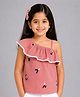 Nino Togs Cotton Woven Sleeveless Abstract Printed Top - Dark Peach