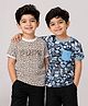 Nino Togs Cotton Knit Pack of 2 Half Sleeves Dude Text & Abstract Printed Tees - Brown & Blue
